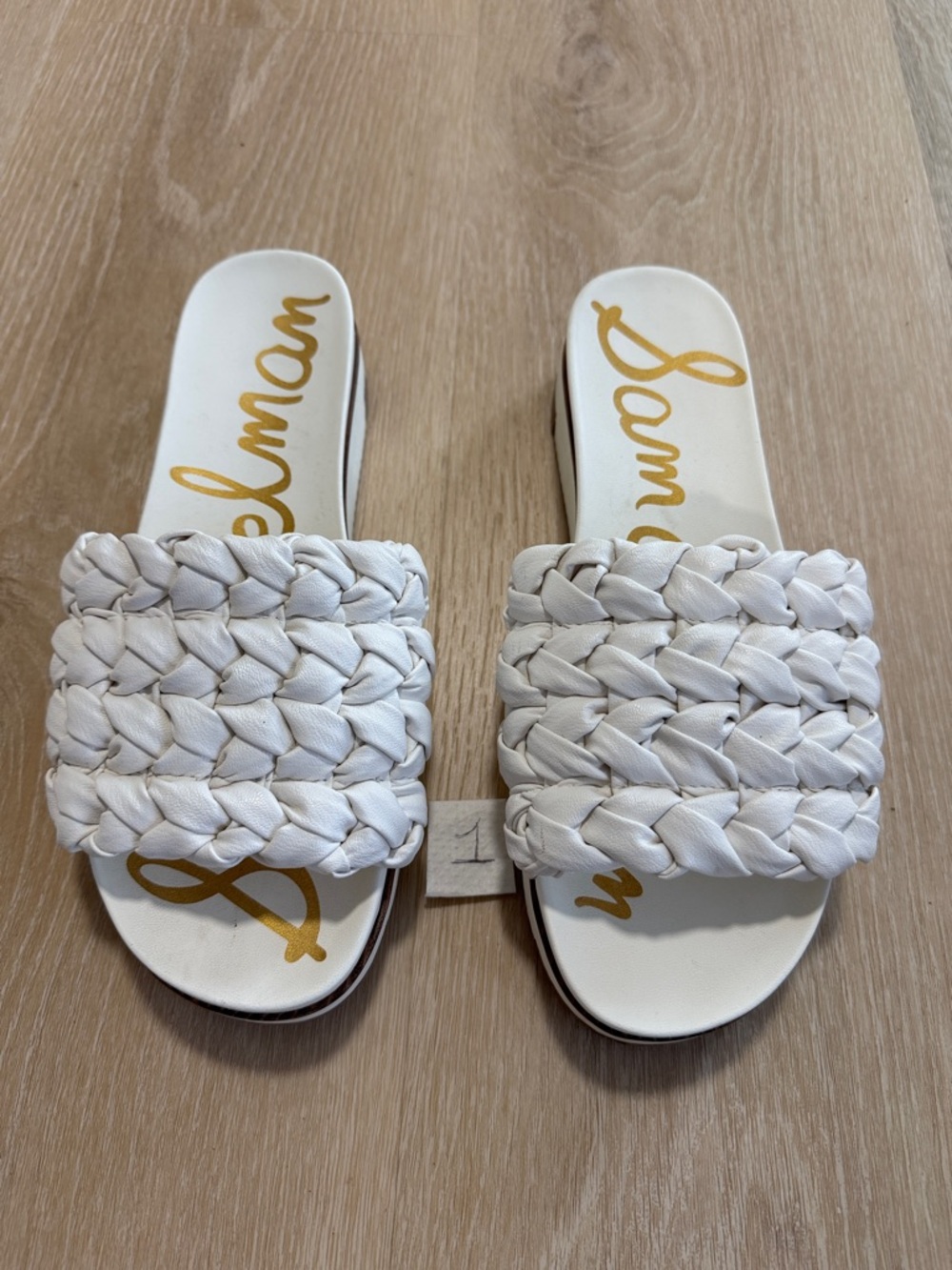 Sam Edelman White Braided Slide Sandals